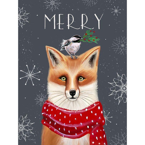 Merry Fox Black Modern Wood Framed Art Print with Double Matting by Tyndall, Elizabeth