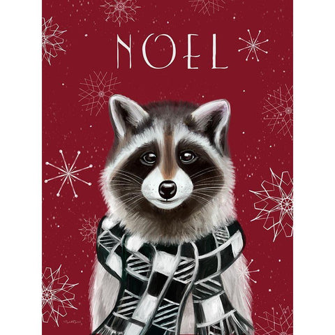 Noel Raccoon White Modern Wood Framed Art Print by Tyndall, Elizabeth