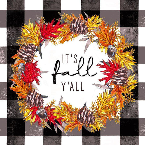 Its Fall Yall White Modern Wood Framed Art Print with Double Matting by Tyndall, Elizabeth