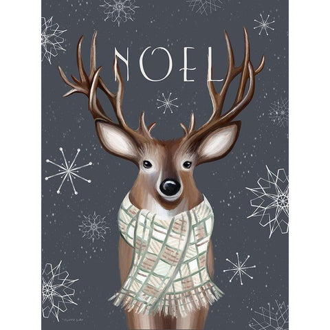 Noel Reindeer Gold Ornate Wood Framed Art Print with Double Matting by Tyndall, Elizabeth