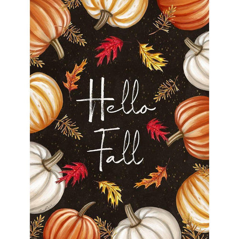 Hello Fall Black Modern Wood Framed Art Print with Double Matting by Tyndall, Elizabeth