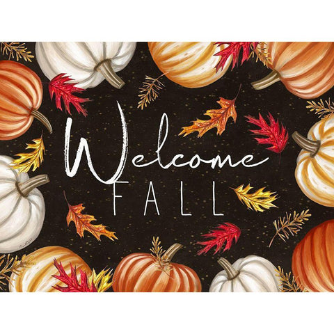 Welcome Fall Black Modern Wood Framed Art Print by Tyndall, Elizabeth