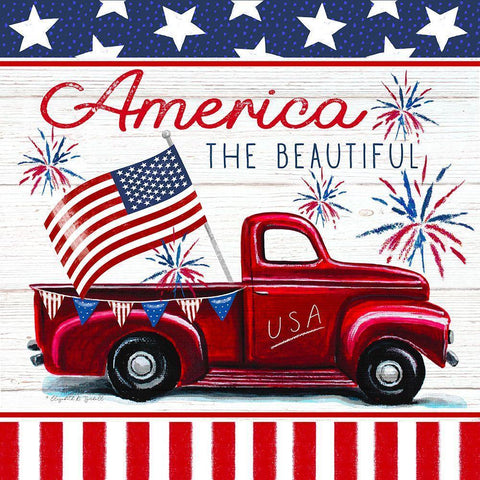 America the Beautiful White Modern Wood Framed Art Print with Double Matting by Tyndall, Elizabeth