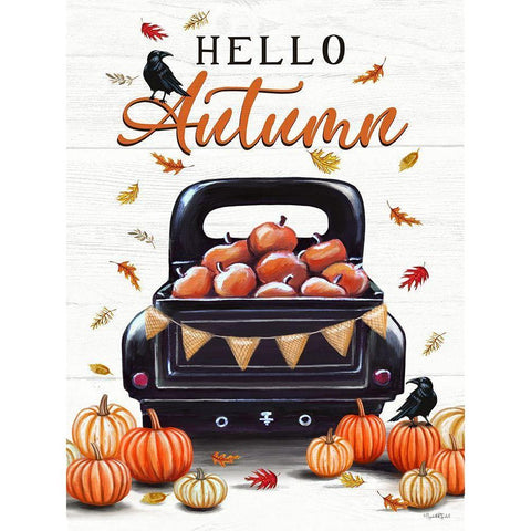 Hello Autumn Black Modern Wood Framed Art Print with Double Matting by Tyndall, Elizabeth