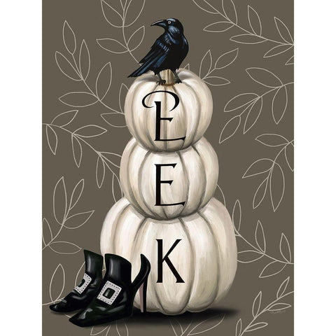 Eek Pumpkins Black Modern Wood Framed Art Print with Double Matting by Tyndall, Elizabeth