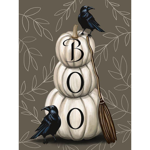 Boo Pumpkins Gold Ornate Wood Framed Art Print with Double Matting by Tyndall, Elizabeth