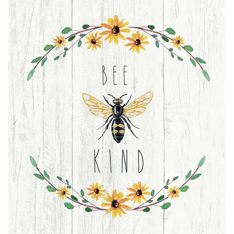 Bee Kind White Modern Wood Framed Art Print by Tyndall, Elizabeth