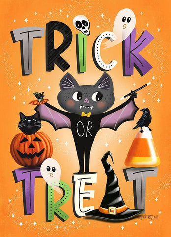 Trick or Treat White Modern Wood Framed Art Print with Double Matting by Tyndall, Elizabeth