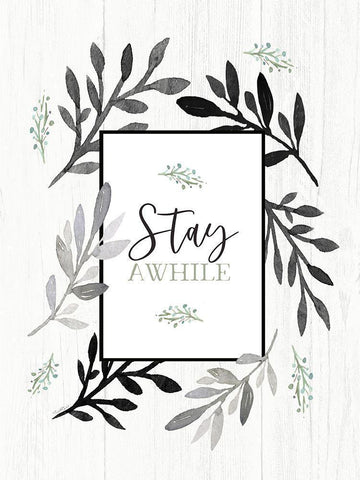Stay Awhile Black Ornate Wood Framed Art Print with Double Matting by Tyndall, Elizabeth