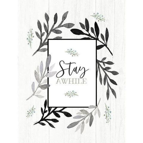 Stay Awhile White Modern Wood Framed Art Print by Tyndall, Elizabeth