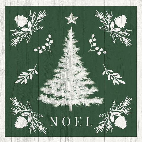 Noel Tree White Modern Wood Framed Art Print with Double Matting by Tyndall, Elizabeth