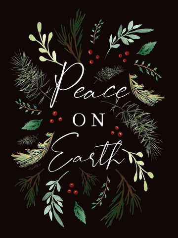 Peace on Earth White Modern Wood Framed Art Print with Double Matting by Tyndall, Elizabeth