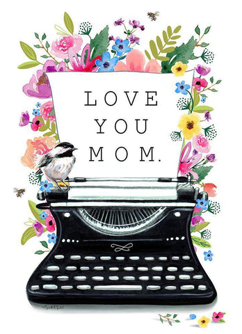 Love You-Mom White Modern Wood Framed Art Print with Double Matting by Tyndall, Elizabeth