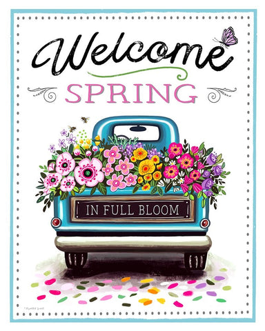 Welcome Spring Black Ornate Wood Framed Art Print with Double Matting by Tyndall, Elizabeth