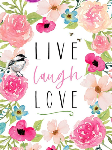 Live Laugh Love Black Ornate Wood Framed Art Print with Double Matting by Tyndall, Elizabeth