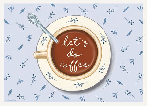 Lets Do Coffee White Modern Wood Framed Art Print with Double Matting by Tyndall, Elizabeth