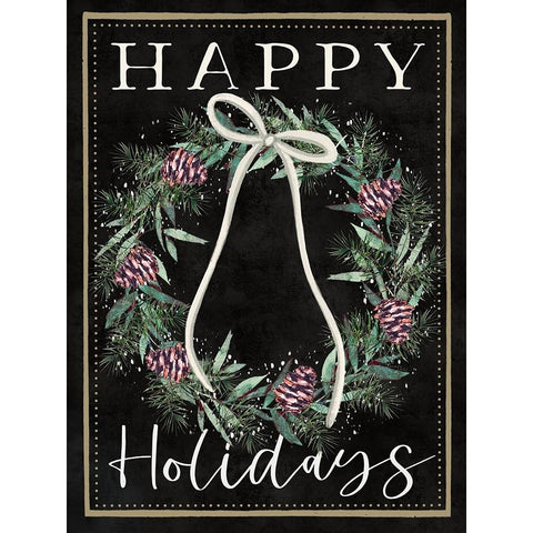 Happy Holidays Black Modern Wood Framed Art Print with Double Matting by Tyndall, Elizabeth