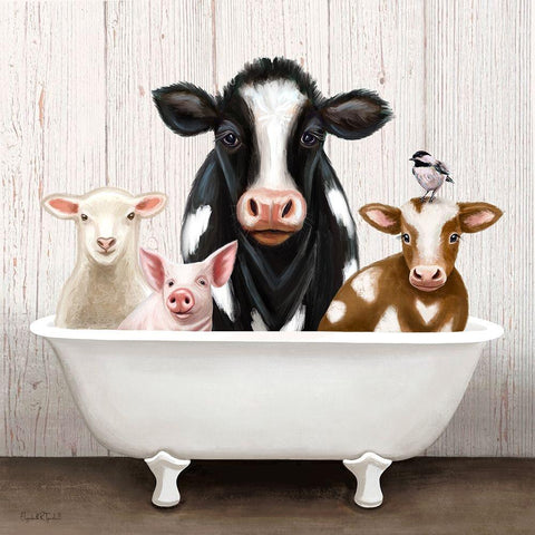 Barnyard Bath II Black Modern Wood Framed Art Print with Double Matting by Tyndall, Elizabeth