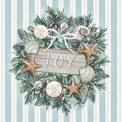 Coastal Christmas - Joy Black Modern Wood Framed Art Print by Tyndall, Elizabeth