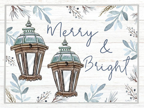 Merry and Bright Black Ornate Wood Framed Art Print with Double Matting by Tyndall, Elizabeth