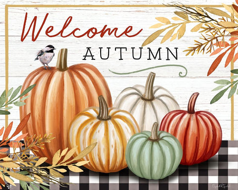 Welcome Autumn Black Modern Wood Framed Art Print by Tyndall, Elizabeth