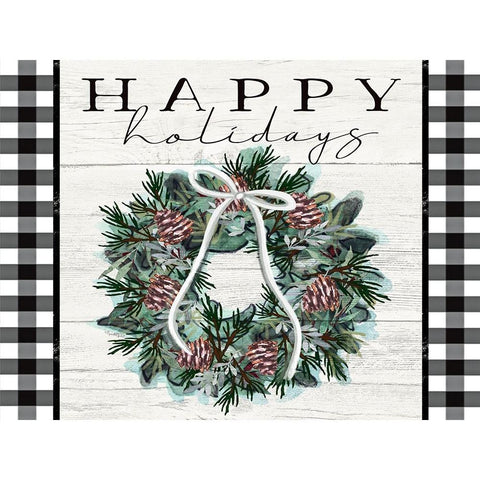 Happy Holidays Black Modern Wood Framed Art Print with Double Matting by Tyndall, Elizabeth