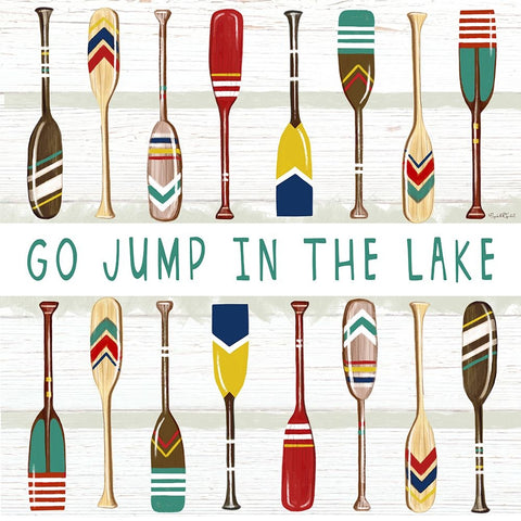Go Jump in the Lake White Modern Wood Framed Art Print with Double Matting by Tyndall, Elizabeth