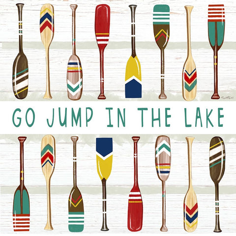 Go Jump in the Lake Black Ornate Wood Framed Art Print with Double Matting by Tyndall, Elizabeth