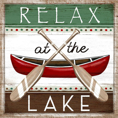 Relax at the Lake White Modern Wood Framed Art Print with Double Matting by Tyndall, Elizabeth