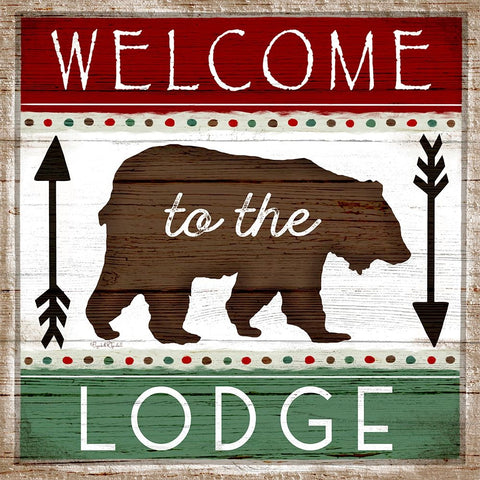 Welcome to the Lodge Black Ornate Wood Framed Art Print with Double Matting by Tyndall, Elizabeth