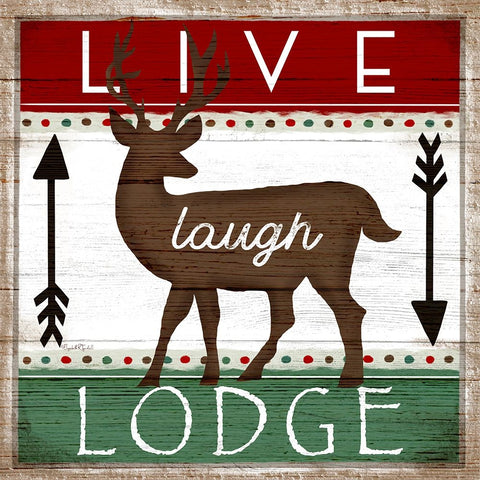 Live, Laugh, Lodge Black Ornate Wood Framed Art Print with Double Matting by Tyndall, Elizabeth
