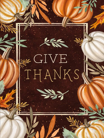 Give Thanks Black Ornate Wood Framed Art Print with Double Matting by Tyndall, Elizabeth