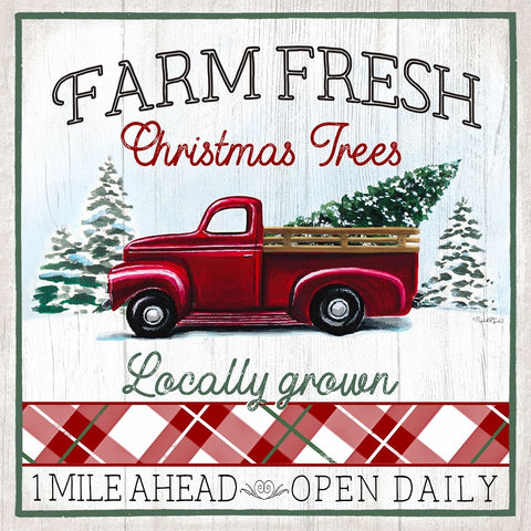 Farm Fresh Christmas Trees White Modern Wood Framed Art Print with Double Matting by Tyndall, Elizabeth