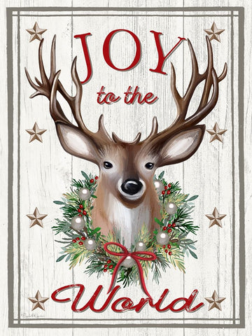 Joyful Reindeer Black Modern Wood Framed Art Print by Tyndall, Elizabeth