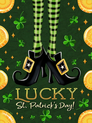 Lucky St. Patricks Day Black Modern Wood Framed Art Print by Tyndall, Elizabeth