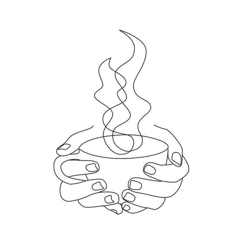 Coffee Hands Black Modern Wood Framed Art Print by JJ Design House