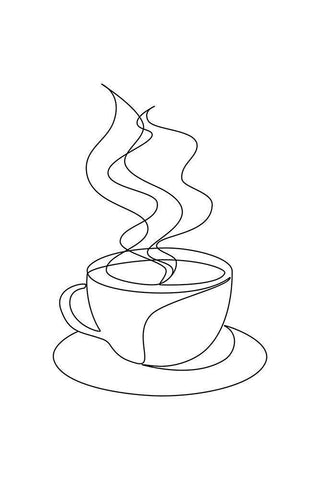 Coffee Cup White Modern Wood Framed Art Print with Double Matting by JJ Design House