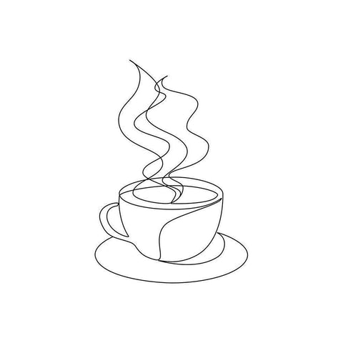 Coffee Cup Black Modern Wood Framed Art Print by JJ Design House