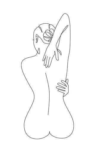 Nude I White Modern Wood Framed Art Print with Double Matting by JJ Design House