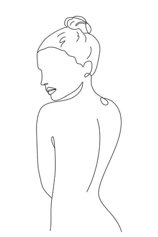 Nude III White Modern Wood Framed Art Print with Double Matting by JJ Design House