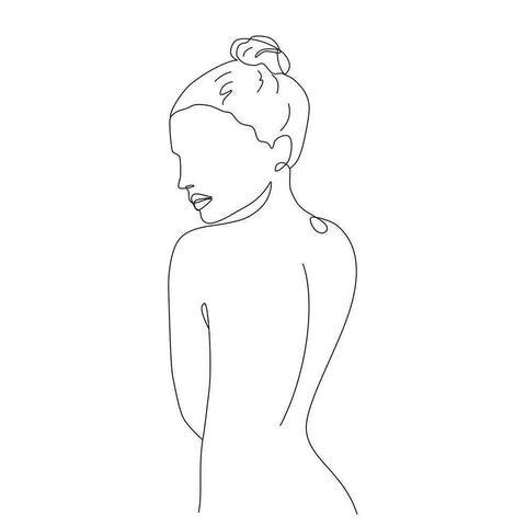 Nude III White Modern Wood Framed Art Print by JJ Design House