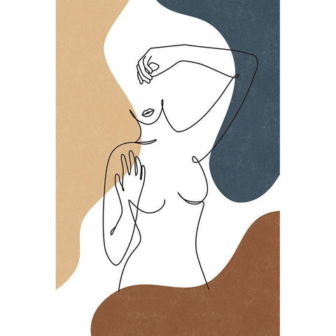 Curves Black Modern Wood Framed Art Print by JJ Design House