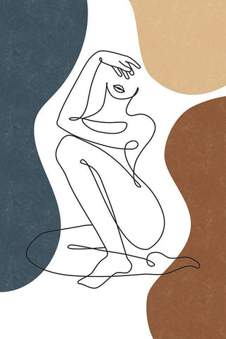 Curves II White Modern Wood Framed Art Print with Double Matting by JJ Design House