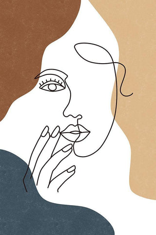 Curves III White Modern Wood Framed Art Print with Double Matting by JJ Design House