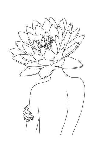 Woman with Flowers White Modern Wood Framed Art Print with Double Matting by JJ Design House