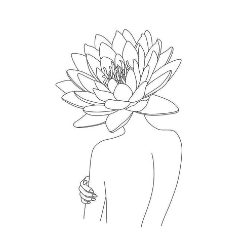 Woman with Flowers White Modern Wood Framed Art Print by JJ Design House