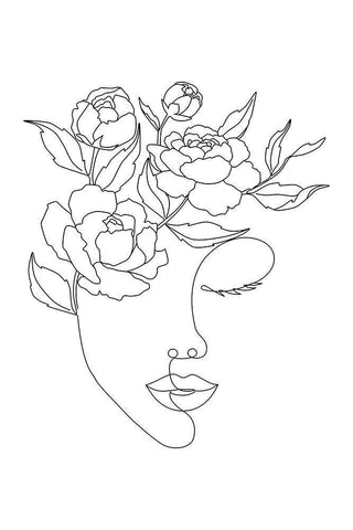 Woman with Flowers II Black Ornate Wood Framed Art Print with Double Matting by JJ Design House