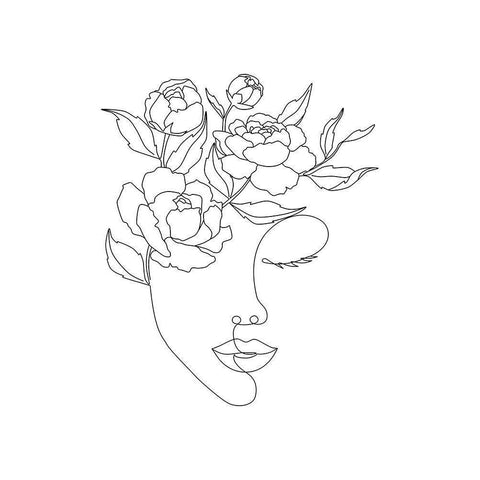 Woman with Flowers II Black Modern Wood Framed Art Print by JJ Design House