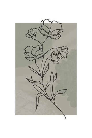 Sage Floral White Modern Wood Framed Art Print with Double Matting by JJ Design House