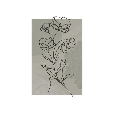 Sage Floral Black Modern Wood Framed Art Print by JJ Design House